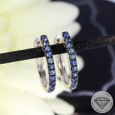 Wert 1190 € Saphir Creolen 750 18 Karat Weiß Gold