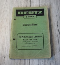 Original Deutz Ersatzteilliste F 3 L 514/6 45 PS-Schlepper-Combine Traktor