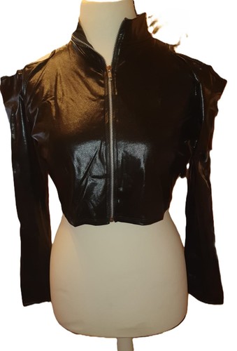 Sexy wetlook crop bolero - bolero, leder