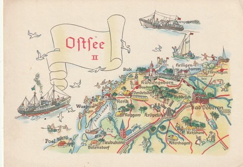 Ddr landkartenmotiv ostsee - ddr,