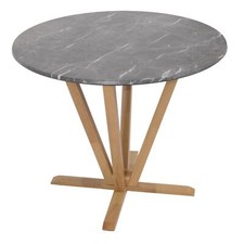 B-Ware Bistrotisch MCW-M56, Massiv-Holz HPL Ø92cm, Marmor-Optik, helles Gestell