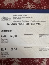 2 Karten IV. Cold Hearted Festival Konzert Tickets Dresden 2025 / Sold out