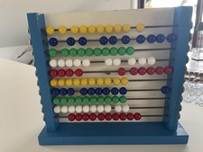 Rechenschieber mit Uhr aus Holz Vintage