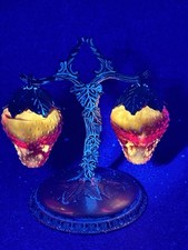 Vintage Silber und Rot Glas Hängende Erdbeere Salz & Pfefferstreuer aus Japan