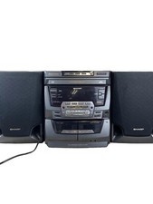 Sharp CD-C470 Mini Anlage Twin Tape Deck Multi 3 CD Player X Bass Lautsprecher LESEN