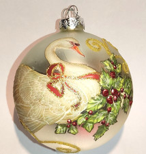 MARK ROBERTS "Weihnachtskugel-Glas champagner Ø 10 cm Nostalgie Nr. 7 Schwan