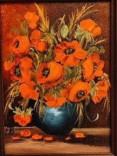 Bild  Öl auf Presspappe  Mohn