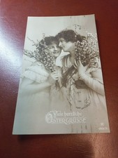 Alte AK Frohe Ostern 1921 / Frau / Mutter Tochter Blumen 