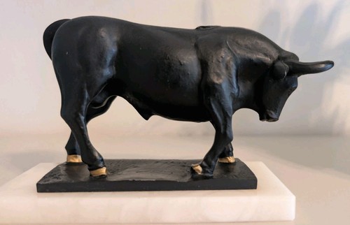 Vintage stier skulptur metall - vintage,