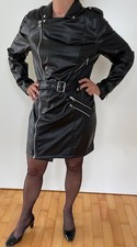 K.-Leder-Mini-Kleid Schwarz