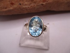 Damen Ring 925 Sterlingsilber Stein Blautopas Schliff oval 15 x 10 mm Rg 60/20 A