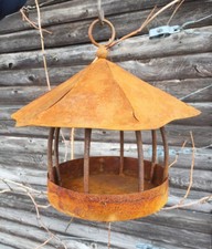 Vogelhaus 23x30cm zum Aufhängen Meisenknödel Futterhaus Edelrost Rost Metall 