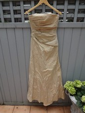 Taft Abendkleid Bustier Corsagenkleid Maxi hinten länger Beige changierend 34