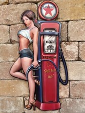 Blechschild Gas Pump Pin Up