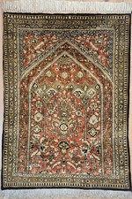 Ghom Seidenteppich feine Knüpfung Gebetsteppich