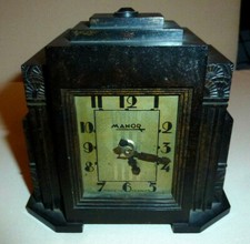 MANOR Bakalit sehr alte Tisch- Kaminuhr Made in France UNIS France (Jugendstil?)