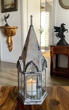 Jugendstil Laterne Haus Windlicht Glas Metall Landhaus Laterne 58 cm Antik Stil