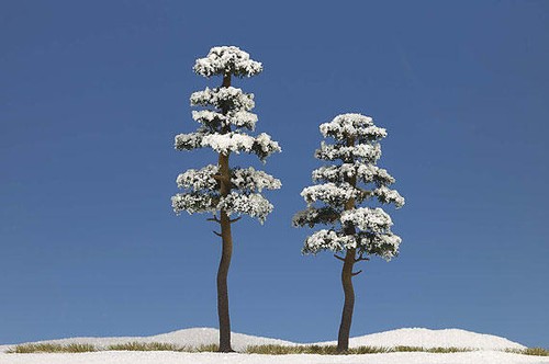 Schneebedeckte bäume spur - (2),