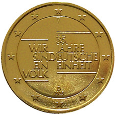 2 Euro Deutschland 24 Karat vergoldet 2009 bis 2025 Gedenkmünze Jahrgang wählbar