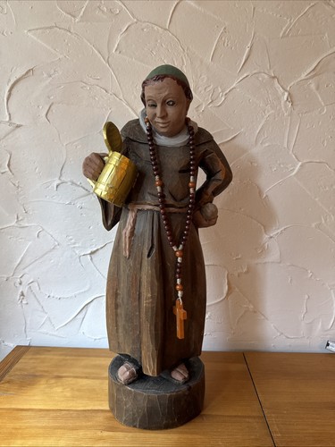 Große holzfigur mönch - große, mönch/