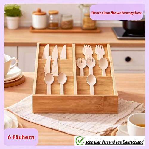 Fächer bambus besteckkasten - 6-fächer,