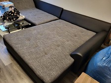 Großer Ecksofa schwarz&grau 310 lang 104 Tief 200 breit mit 4 große Kissen