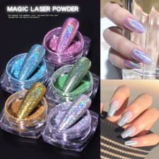 Nagel Glitzer Pulver Holographisch Spiegel Nail Art Chrom Pigment Staub Manikü ~