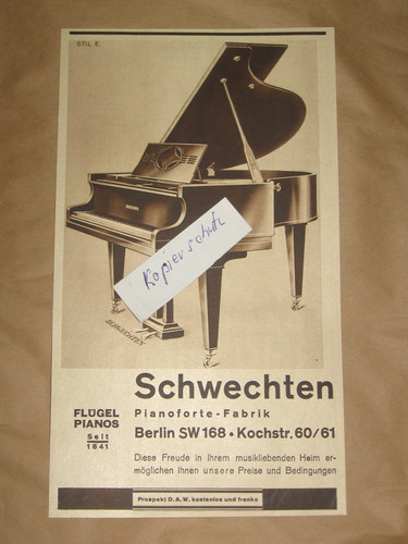 Schwechten pianoforte fabrik - schwechten, pianoforte-fabrik