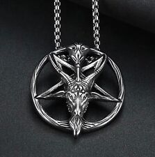 Pentagramm Baphomet Hexe Satan Gothic Edelstahl Kette mit Anhänger 666