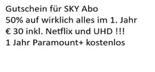 Für Neukunden: SKY Gutschein 50% mit UHD € 30 / Monat