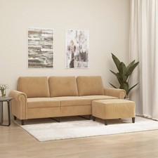 3-Sitzer-Sofa mit Hocker Samt