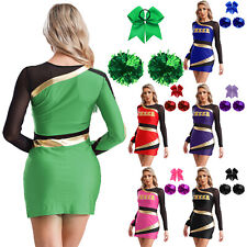 Damen Cheer Leader Bühnenaufführung Blau Kleid Stilvoll Cheerleading Kostüm