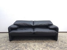 Cassina Maralunga Zweisitzer schwarz Magistretti Designersofa Ledersofa Couch 1a