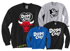 DOPE CHEF KATZE BULL CHICAGO LUSTIGES UNISEX LANGARM SWEATSHIRT GESCHENK