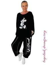 MYO-Lagenlook Oversize Big-Kasten-Shirt schwarz M.Mouse SILBER 46,48,50,52,54,56