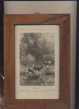 F. von Pausinger pinx. „Rehfamilie“ No 57, F. Löwy, Wien 1899, gerahmt