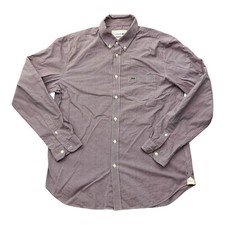 Lacoste Hemd Herren L 42 Rot Kariert Button Down Kragen Regular Fit