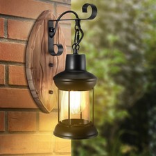 Antik Retro Vintage Industriell Holz Wandleuchte Wand Lampe Wandleuchter E27 E26