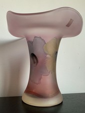 Eisch Handarbeit Studioglas Vase,rosa,satiniert,handbemalt,20 cm,signiert