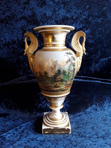 Prunkvase porzellan schwäne - prunkvase,