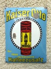altes Emailschild Emaileschild Kaiser Otto  30x40 cm gewölbt um 1910