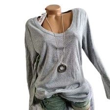 Sheego Shirt V-Ausschnitt Grau