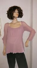 Gr.L transparent Bluse altrosa rosa carmenausschnitt Mittelalter Larp 42 44