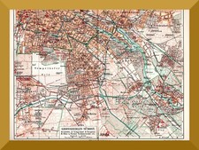 Berlin-Südost +Historischer Stadtplan von 1905+ Neukölln, Tempelhof, Treptow
