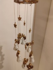 Engels Mobile Windspiel  mit Glöchchen  Porzellan/ Keramik Weihnachtsdekoration