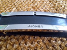 Eleganter AIGNER Ledergürtel Schwarz Metallschnalle Gr. 80/32 Made in Italy