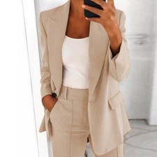 Damen Casual Cardigan Jacke Langarm Open Front Blazer Anzug S- *?