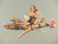 Blechschild Flugzeug Girl geprägt  Vintage Airplane Girl Schild Flugzeug Nost...