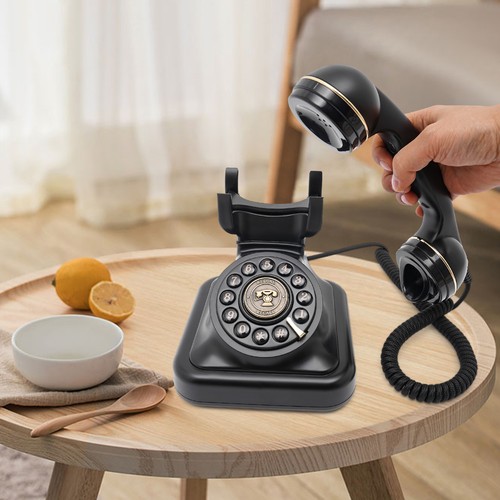 Schwarz vintage schnurtelefon - vintage,