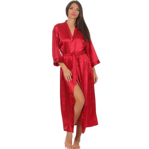 Kimono morgenmantel satin rot - kimono,
